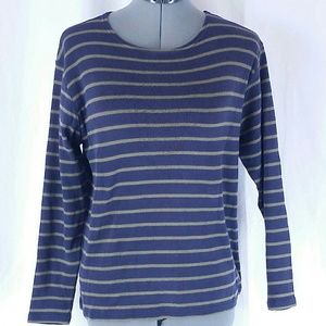 L.L.Bean Women's Medium Stripe Purple Olive LS Top